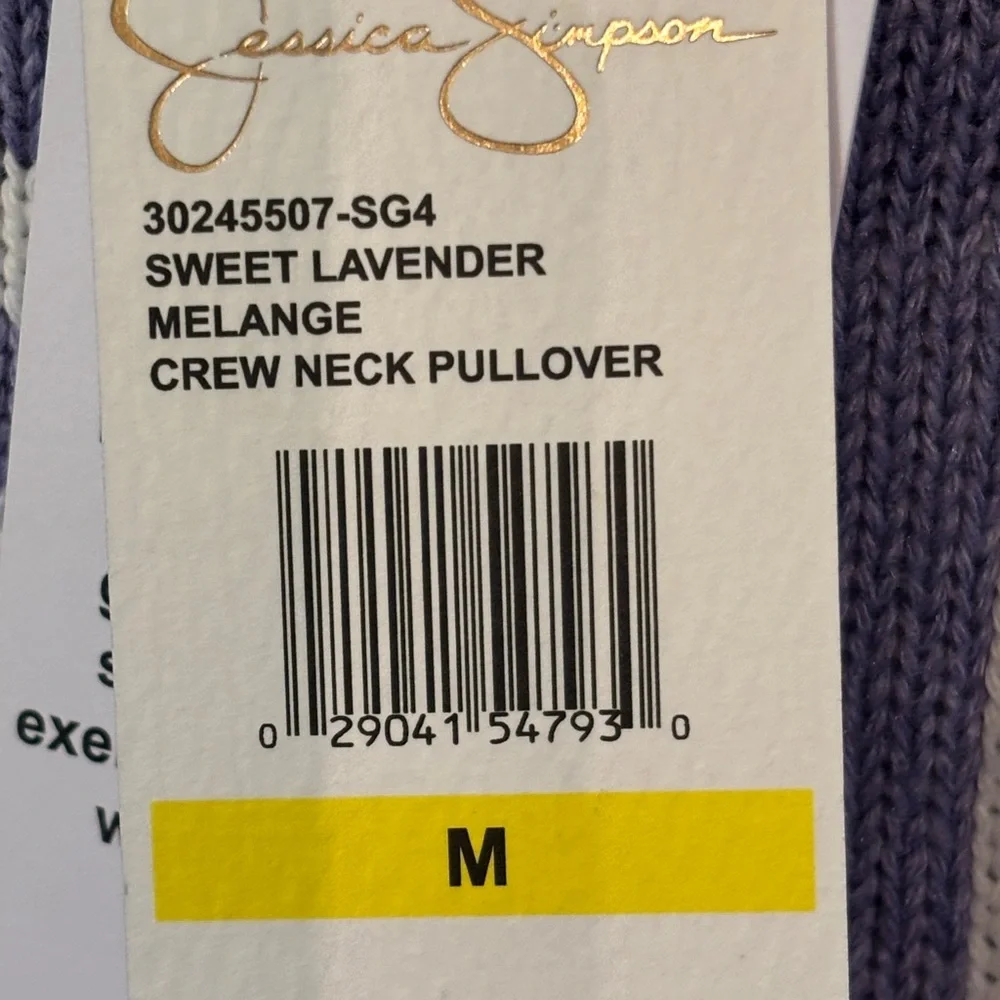 Jessica Simpson Sweet Lavender Melange Crew Neck Sweater Medium - Picture 4 of 5
